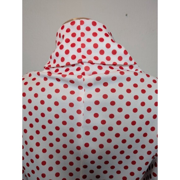 Vintage 70s Womens Red White Polka Dot Dress Tie Cinch Waist Sears - Picture 6 of 9